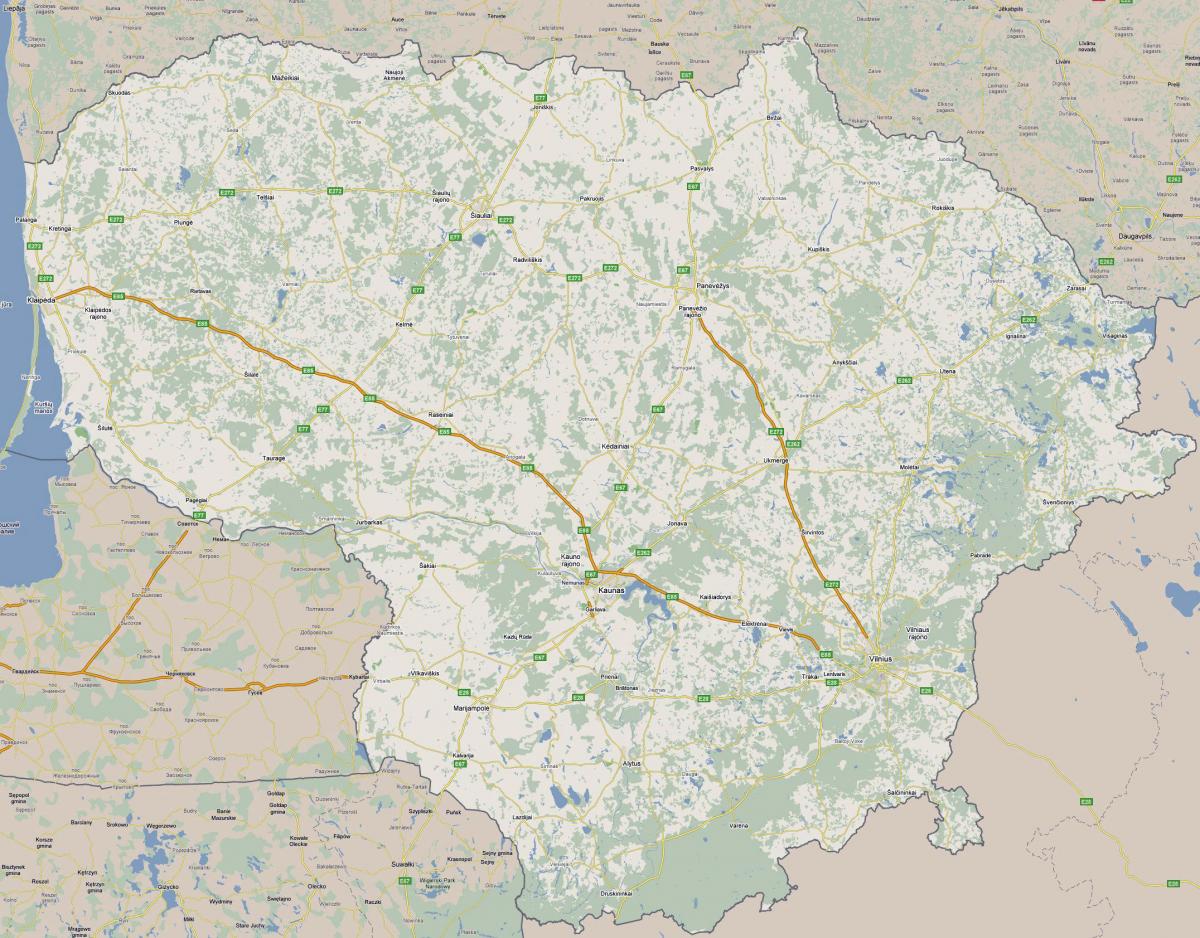 Harta e Lituanisë turistike 