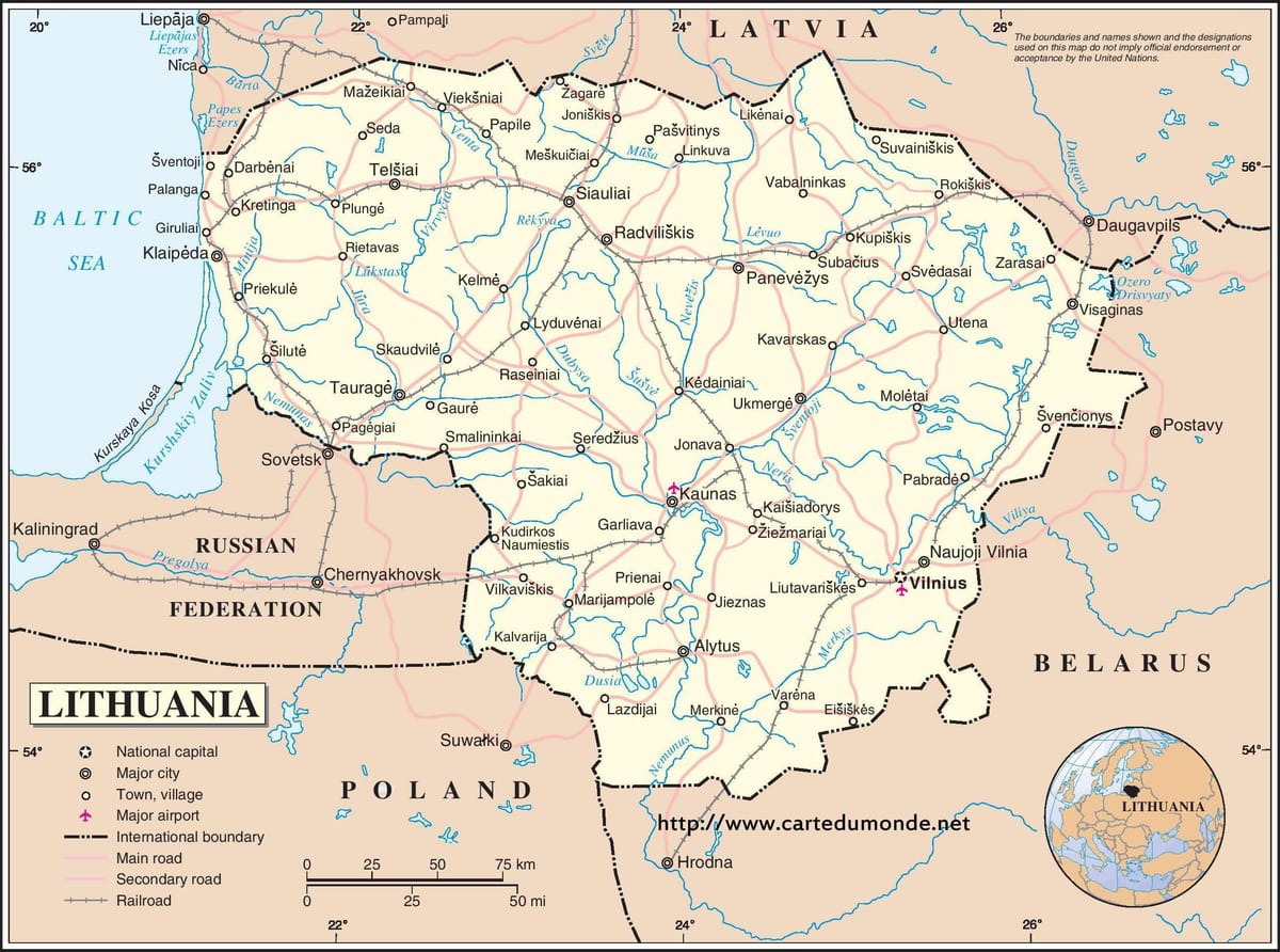 Harta e Lituanisë vendit