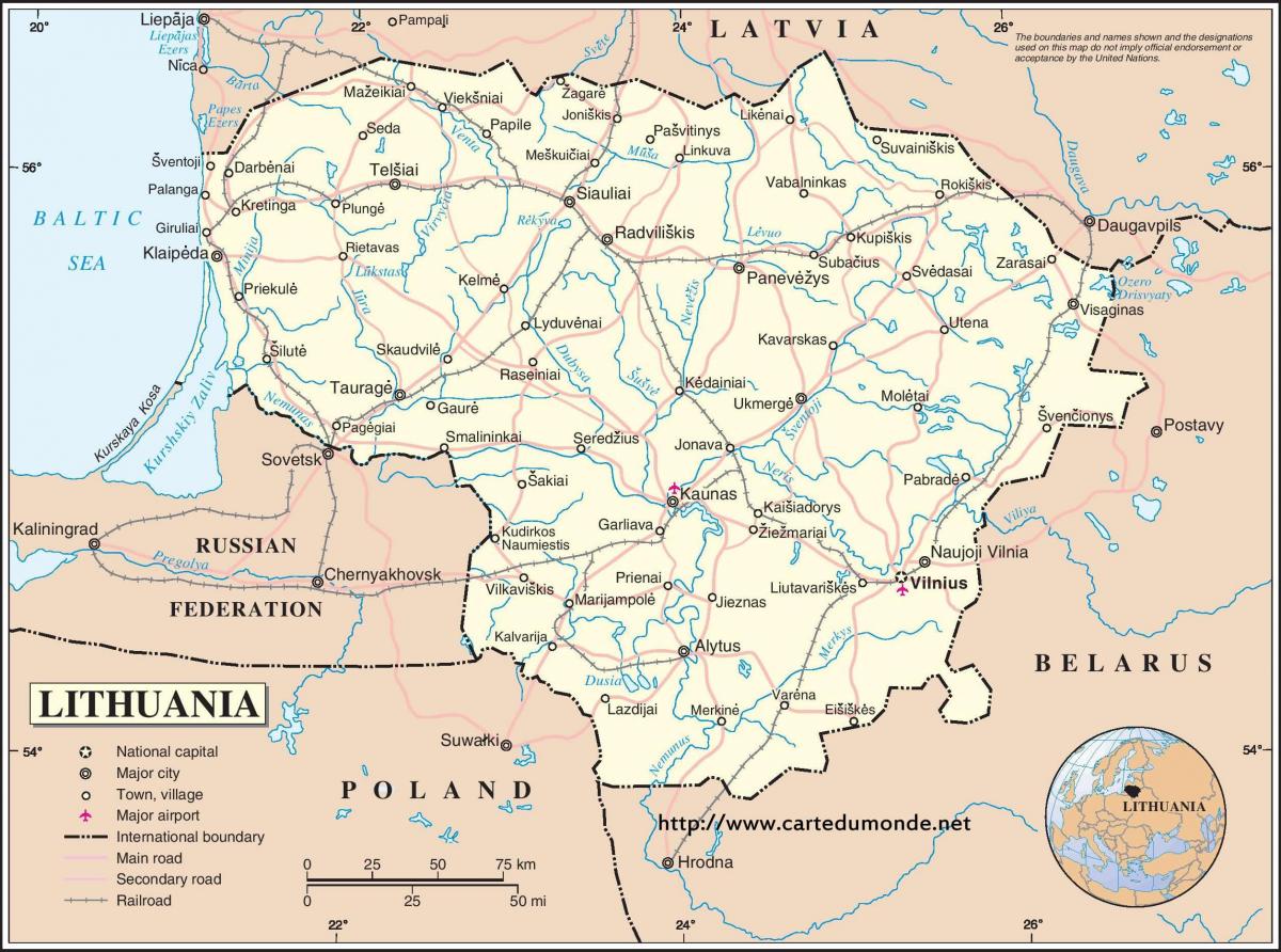 Harta e Lituanisë vendit