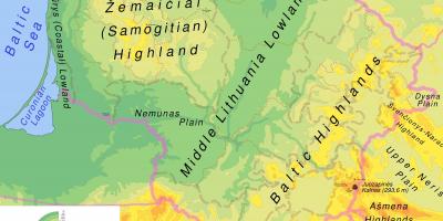Harta e Lituanisë fizike